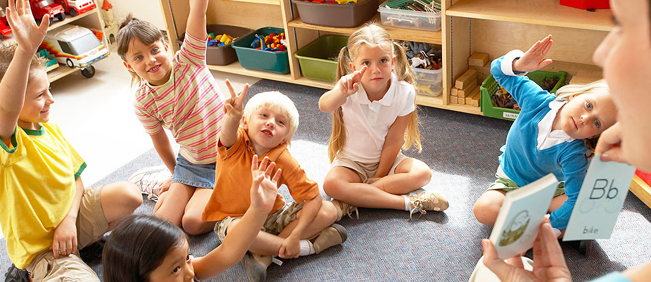 children pointing out something